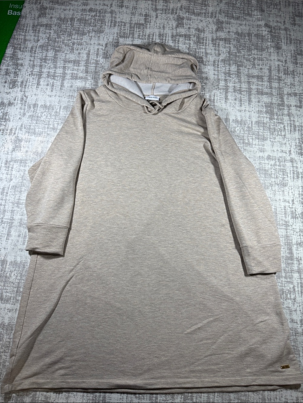 Calvin Klein Men's Crewneck Hooded Sweater Dress in Light Beige sz 2XL 35.5X25.5